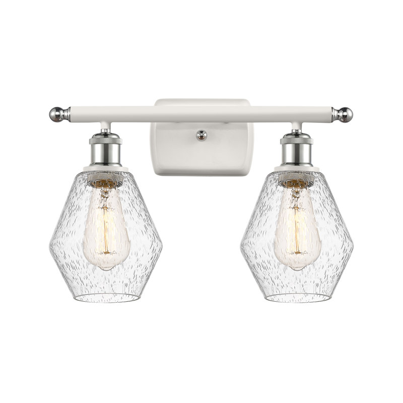 2 - Light Dimmable Vanity Light, Seedy, White/Polished Chrome