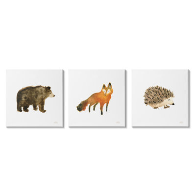 « A3-055 », un animal de la forêt fantaisiste et un renard de Laura Marshall-3 pièces d’art graphique