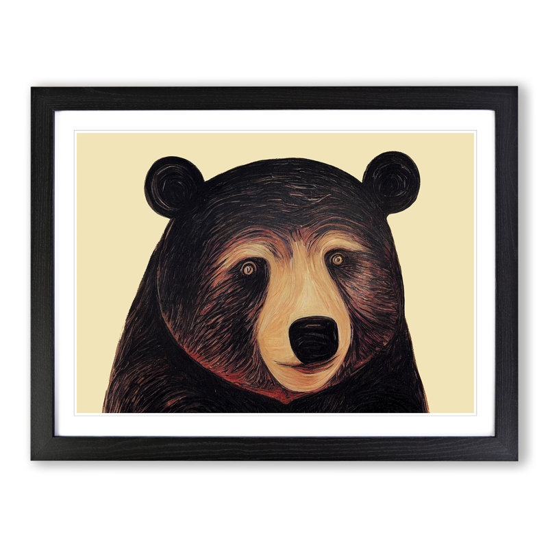 Vintage Bear Abstract - Framed Print, Black, 25cm H x 34cm W x 2cm D