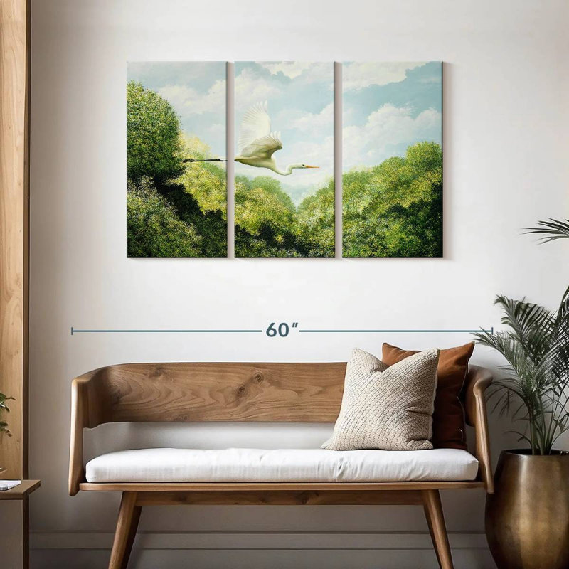 Brampt Flying Egret, 28" H x 45" W