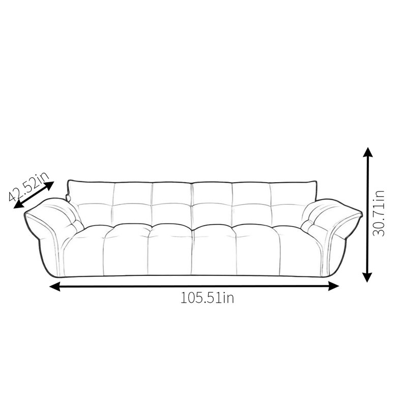 Canapé moderne à pétales simples, 3, H 30,71 po x l 105,51 po x P 42,52 po