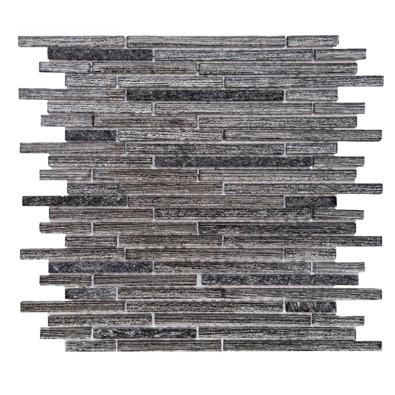 Carreau de mosaïque murale en verre 1 po x 3 po Cosmos, Noir
