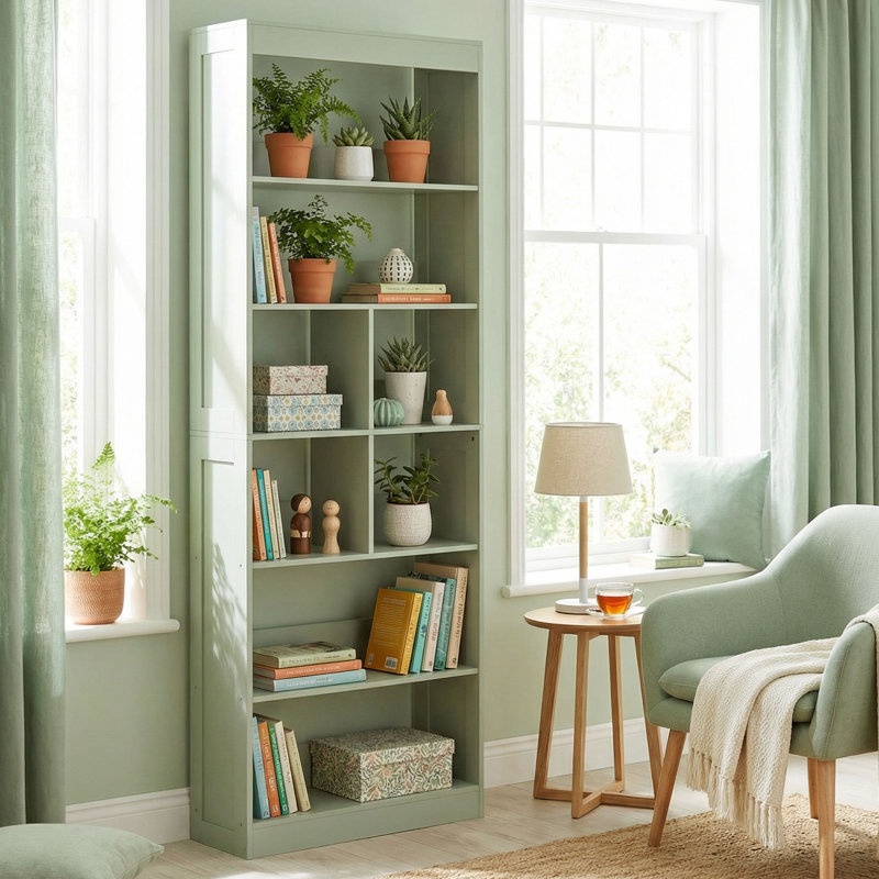 HOMCOM Bookcase, 6-Tier Bookshelf with Anti-Tipping Design, Green