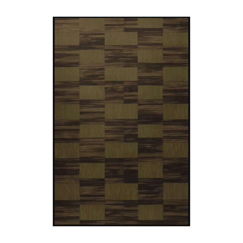 Tapis brun à carreaux lavable à la machine, Rectangle 7 pi x 9 pi