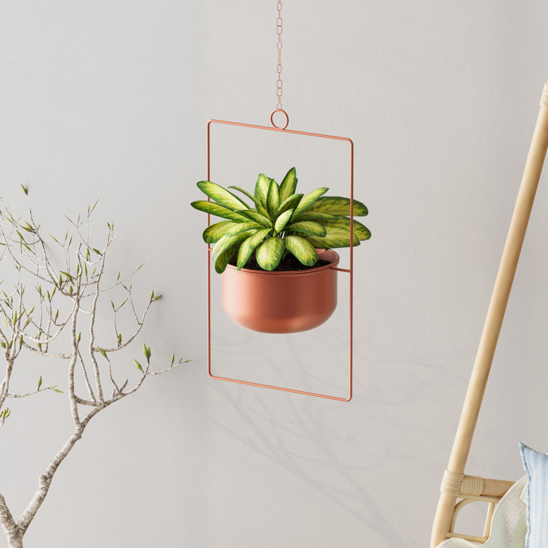Élégant pot décoratif en cuivre, 9,8 x 15,7 x 6,7 pouces | 100% métal, 1,3 lb | Comprend un appareil de suspension, capacité maximale de 11 lb | Parfait pour la décoration intérieure et extérieure, design élégant et durable