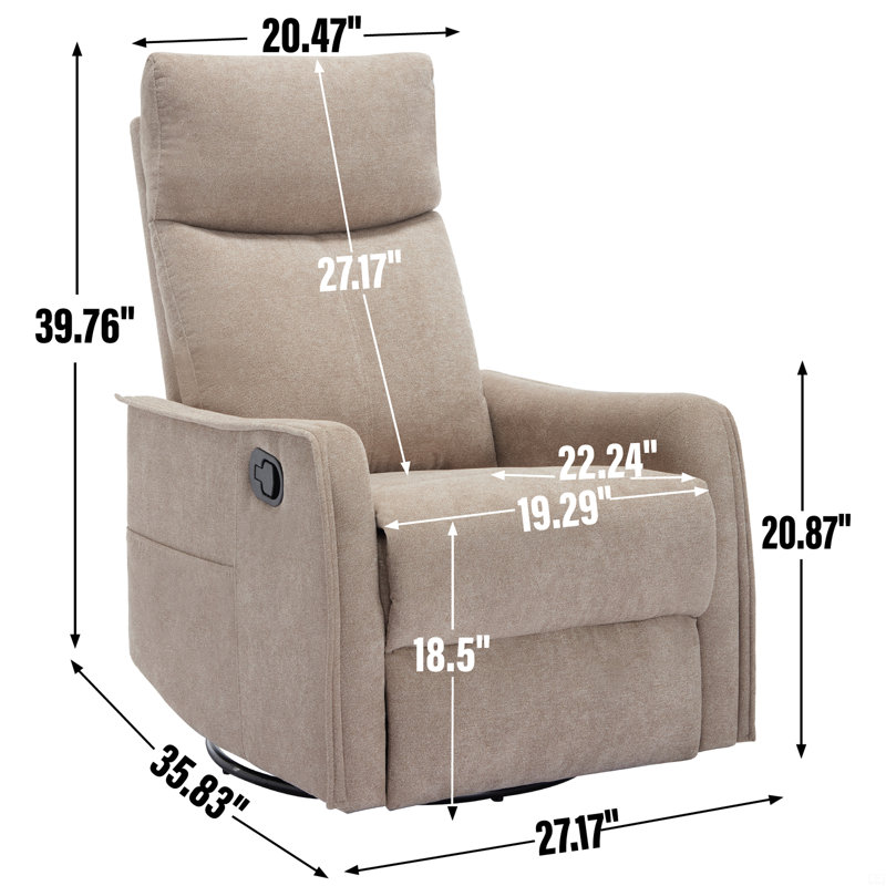 Heat Massage Manual Recliner Chair With Rocker And Swivel, Brown