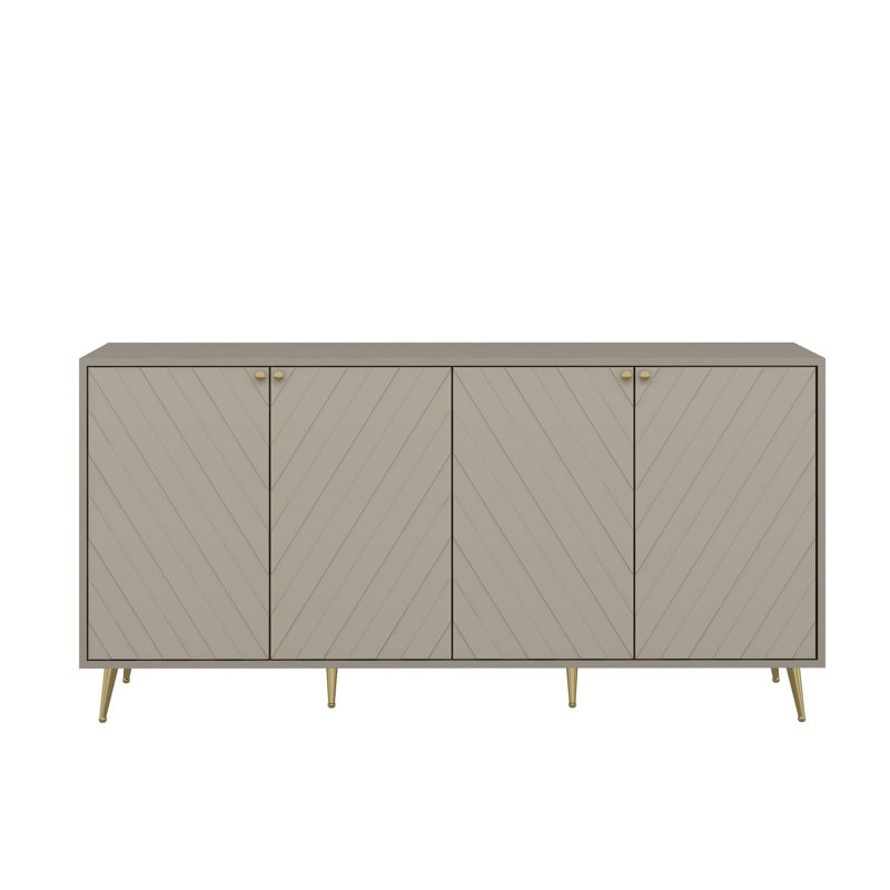 Stylish Sandstone Console Table, 70.9 x 31.1 x 17.7 Inches | 100% Melamine Coated Particle Board, Thickness: 0.7 Inches | Membrane Coated MDF Doors, Numerous Shelves, Wall-Mountable, Perfect for Living Room & Entryway