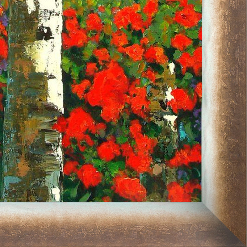 Reproduction d’art sur toile encadrée "birches" par marilyn hurst, H 25 po x l 21 po x P 2 po, Bronze Spoleto