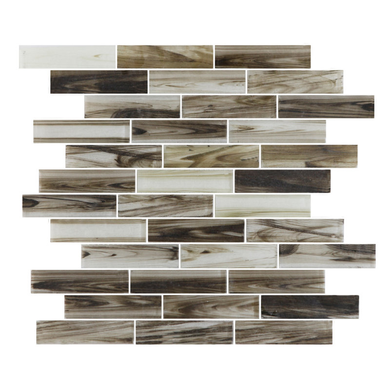 Island Antigua 1" x 4" Glass Linear Mosaic Wall Tile, Brown
