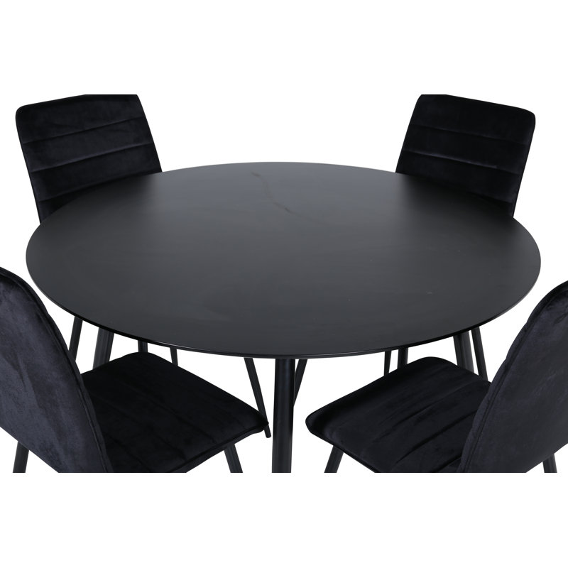 Crigler 4 - Person Dining Set, Black, Black