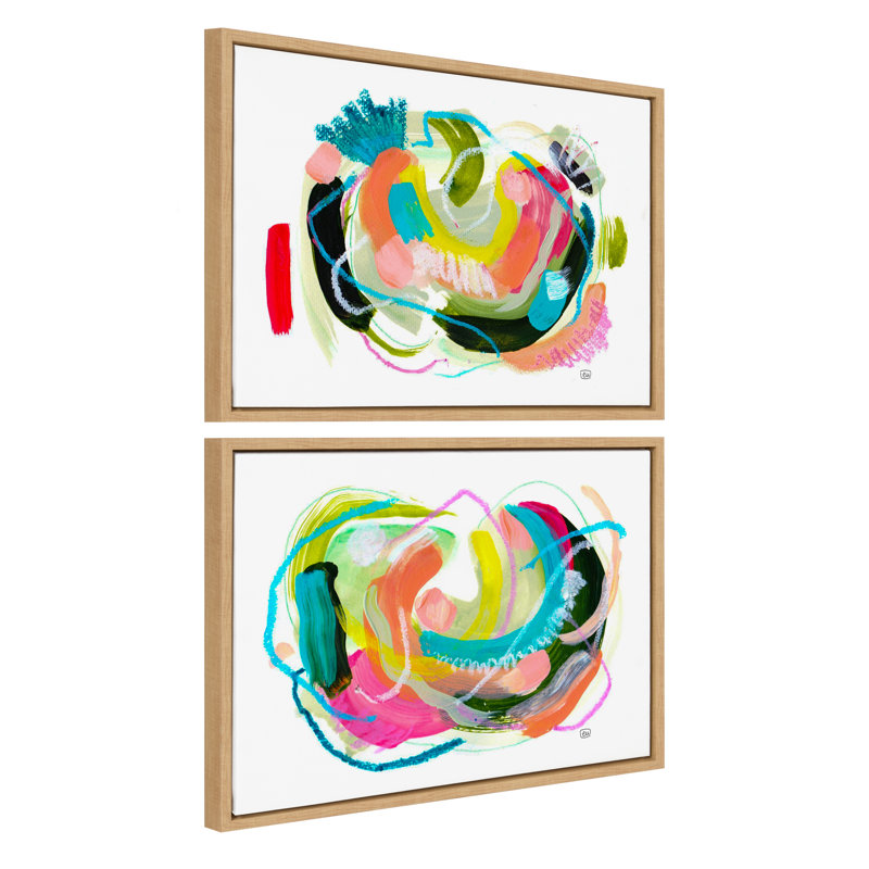 «Joy no 1 and 2» par Erika Wynn, ensemble d'art mural sur toile encadrée, Tanné