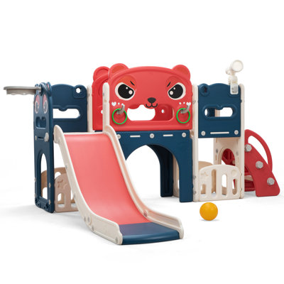 9-in-1 toddler slide and climber set indoor outdoor slide playset for kids, multifunctional toddler playground