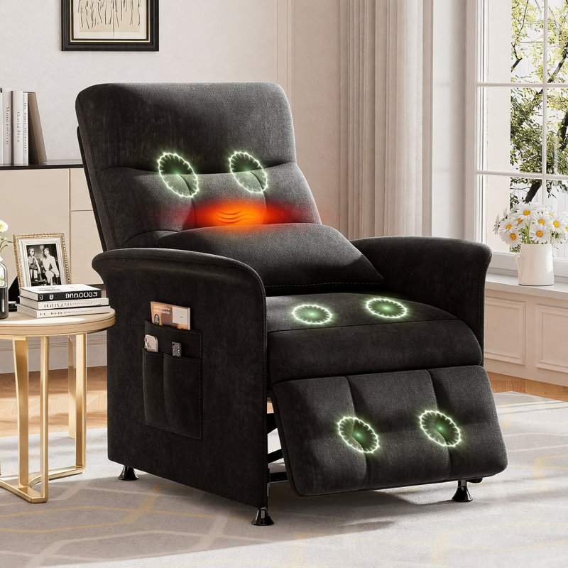 32"W Power Recliner Chair with Vibration Massage and Heating, Light Grey