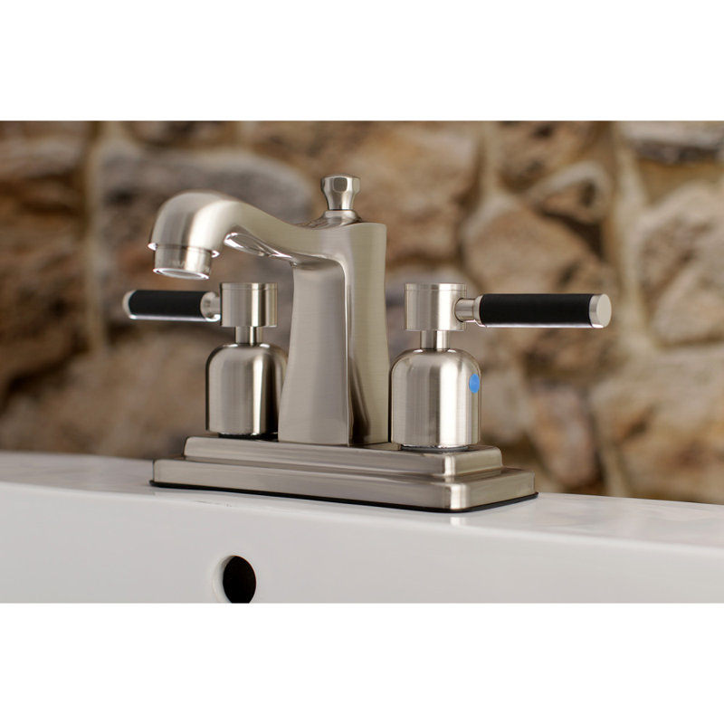 Robinet de salle de bain central à 4 poignées à 3 trous à fixation sur le comptoir avec poignée escamotable en plastique Kingston