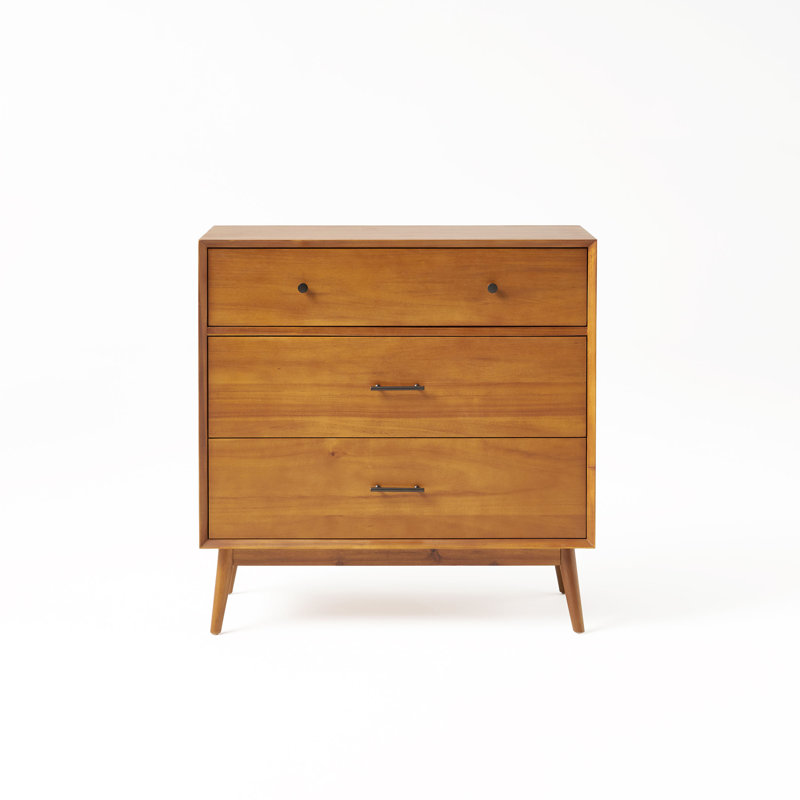 3 Drawer 36" W Acacia Wood Dresser, Natural