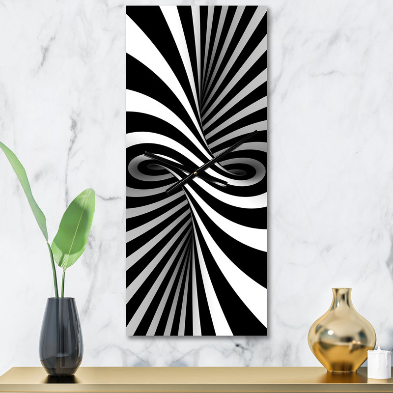 Horloge murale moderne en spirale noire et blanche, Grand