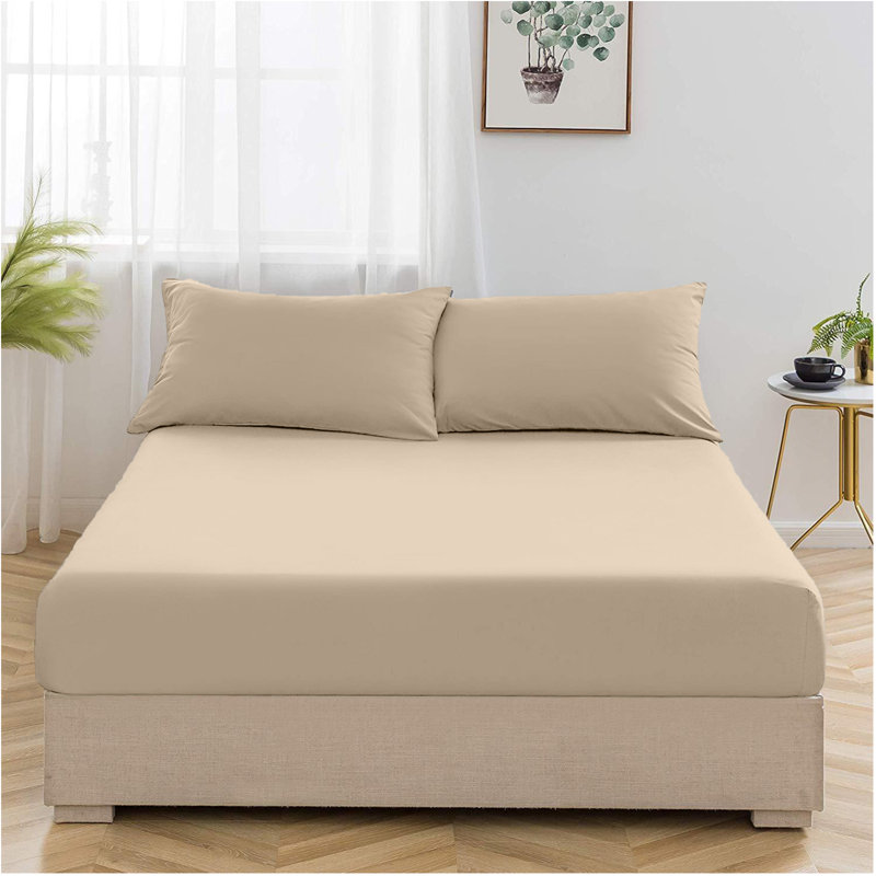 Franceschino Luxury 100 Egyptian Cotton Flat Sheet – 300 Thread Count, Soft, Breathable & Hotel Quality, Beige, Kingsize (5')
