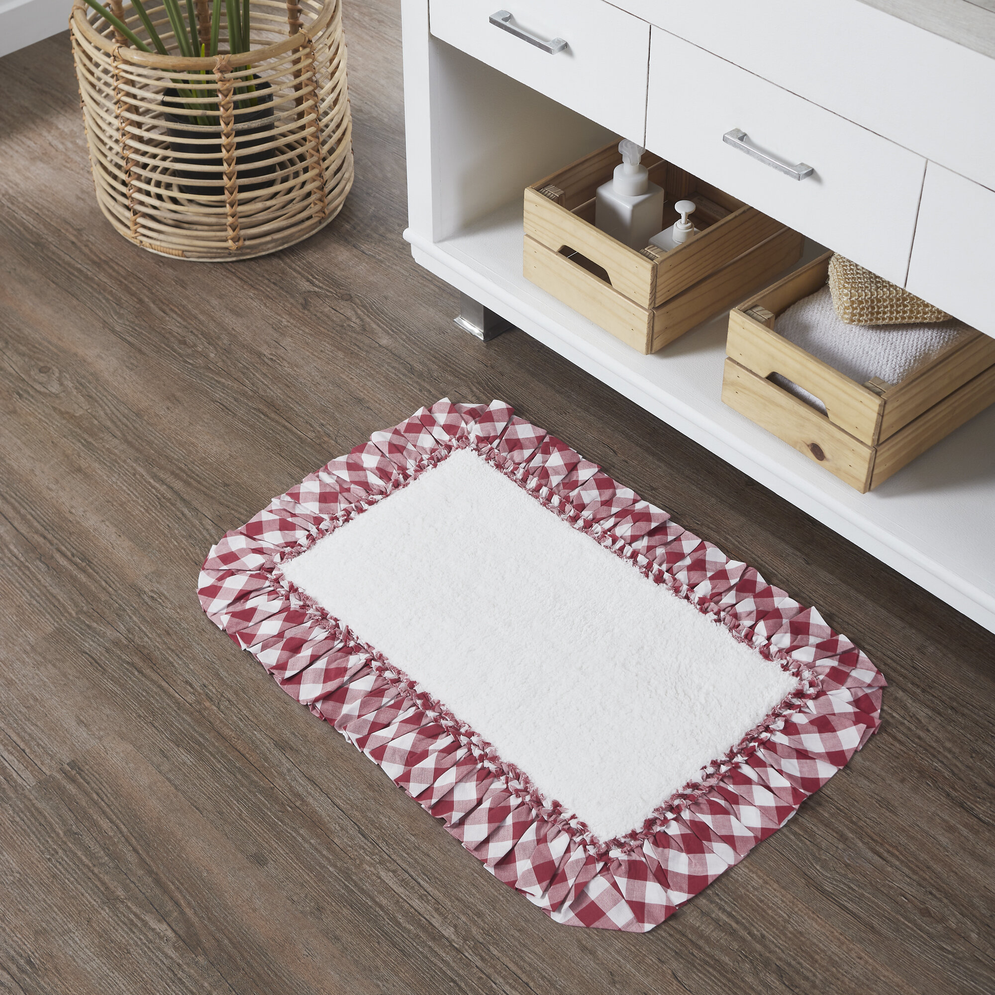 Skookum Farmhouse Living Buffalo Check Bath Rug Gracie Oaks Color: Tan