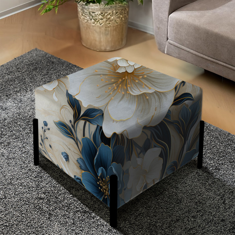 Oriental Elegance Marble Motif III - Repose-pieds carré en marbre