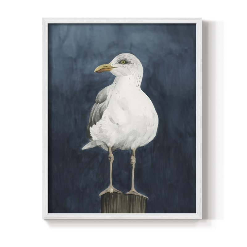 Reproduction encadrée Night Gull II - bois massif, H 15 po x l 12 po, Blanc