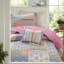 Ensemble de literie pour lit simple / simple TG 3 pièces léger en polyester multicolore avec motif patchwork réversible