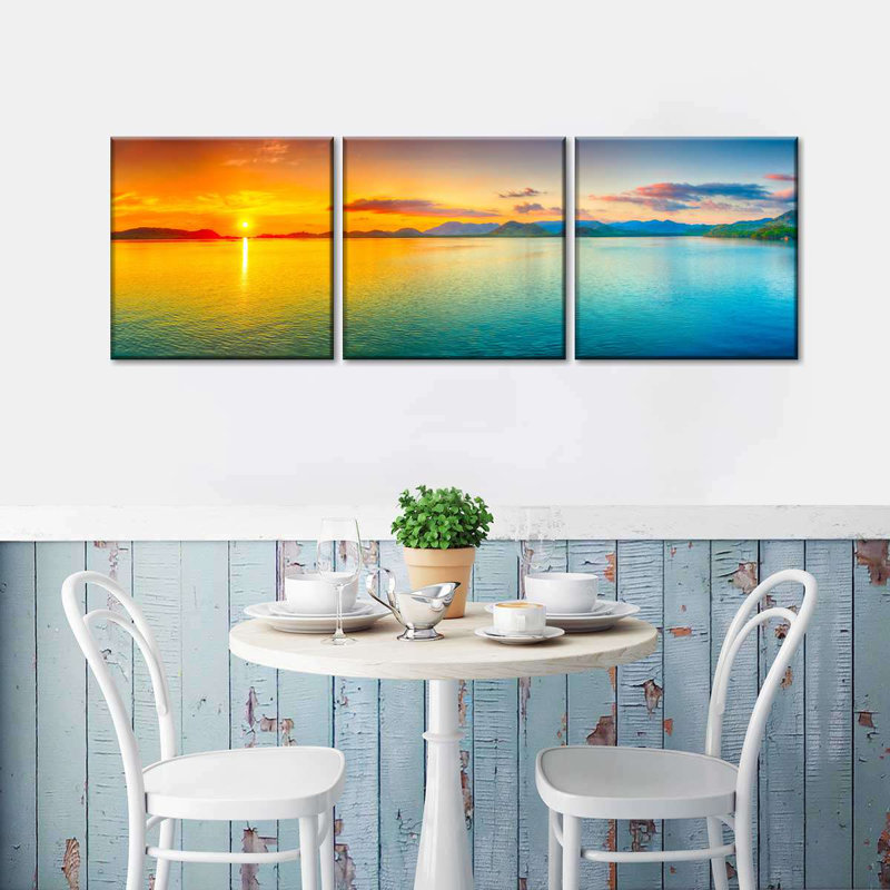 «Landscape Beach», 3 impressions sur toile tendue, H 18 po x l 57 po x P 1,25 po