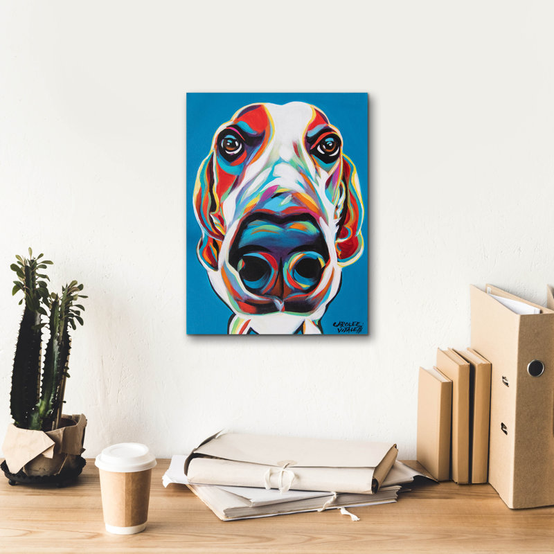 «Nosy Dog» par Carolee Vitaletti, H 16 po x l 12 po x P 0,75 po