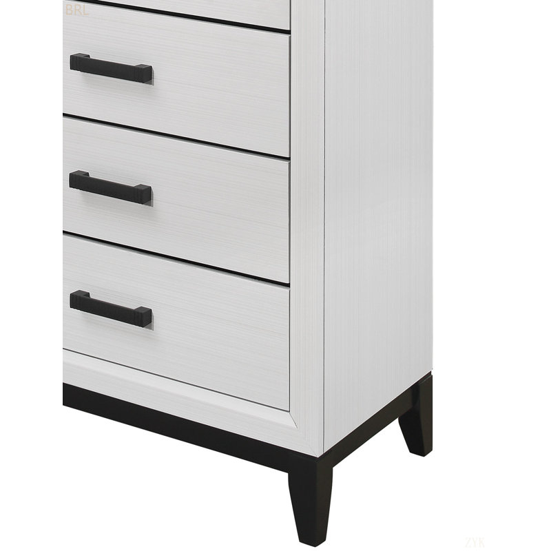 Commode 5 tiroirs Jerold, Blanc