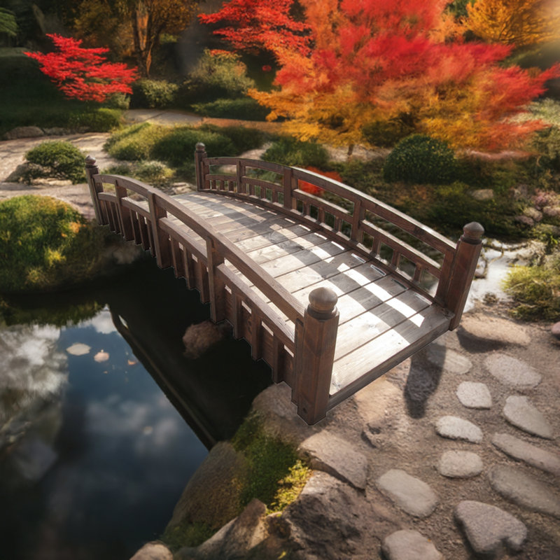 Japanese Garden Bridge with Finials