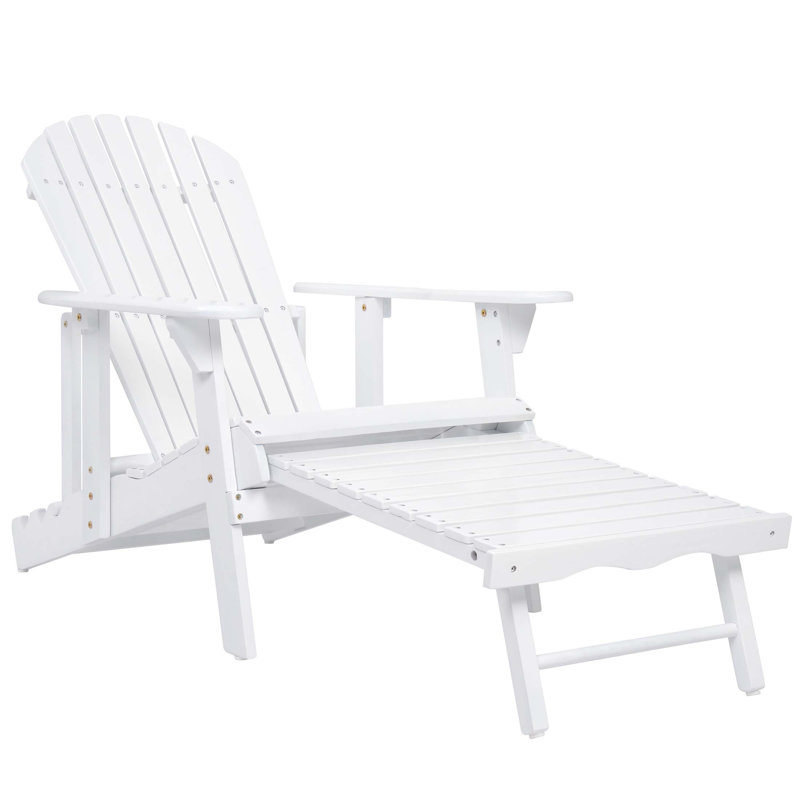 Malibu Adirondack Chair With Rustic Design, Acacia Wood, Foldable, And Traditional Slats For Outdoor Comfort, White