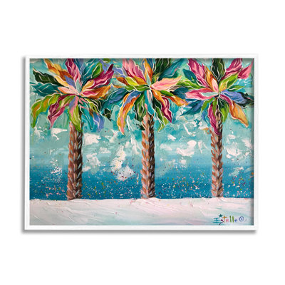 Az-978-Framed " Vivid Hue Palm Trees " by Estelle Grengs