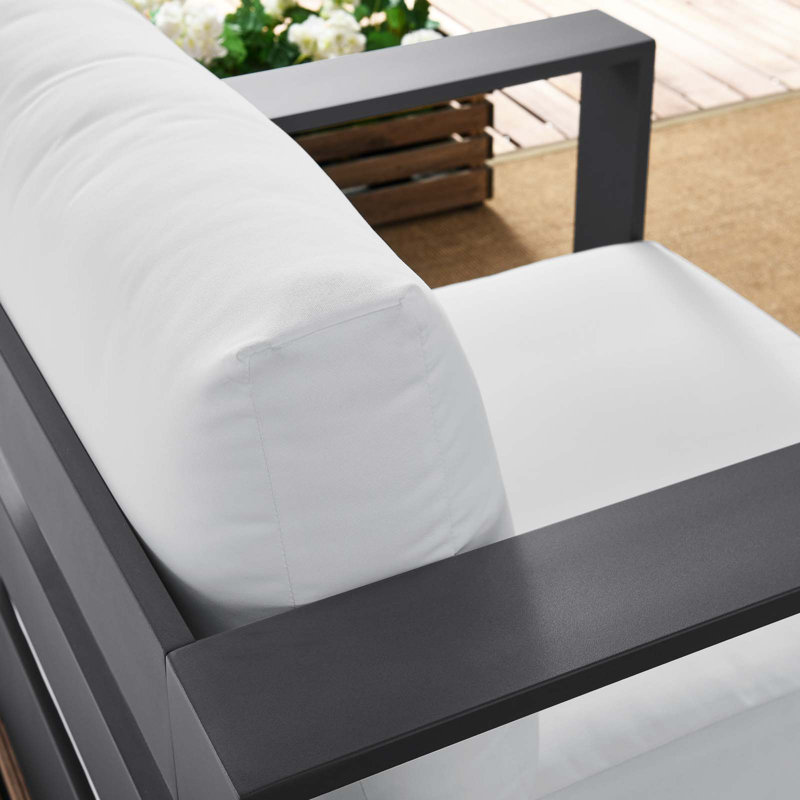 Tahoe 32'' Gray and White Powder-Coated Aluminum Outdoor Armchair