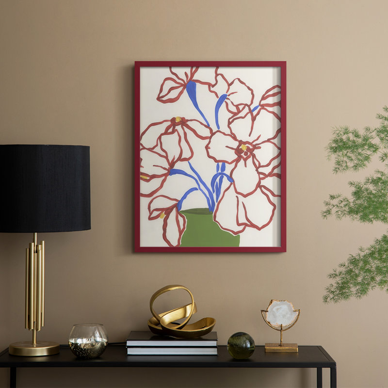 «Petal Perimeter I», reproduction encadrée - bois massif, H 30 po x l 24 po, Rouge