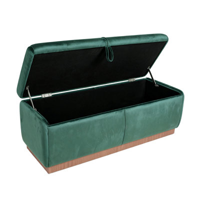 47" Wide Mid-Century Upholstered Flip-Top Velvet Storage Bench