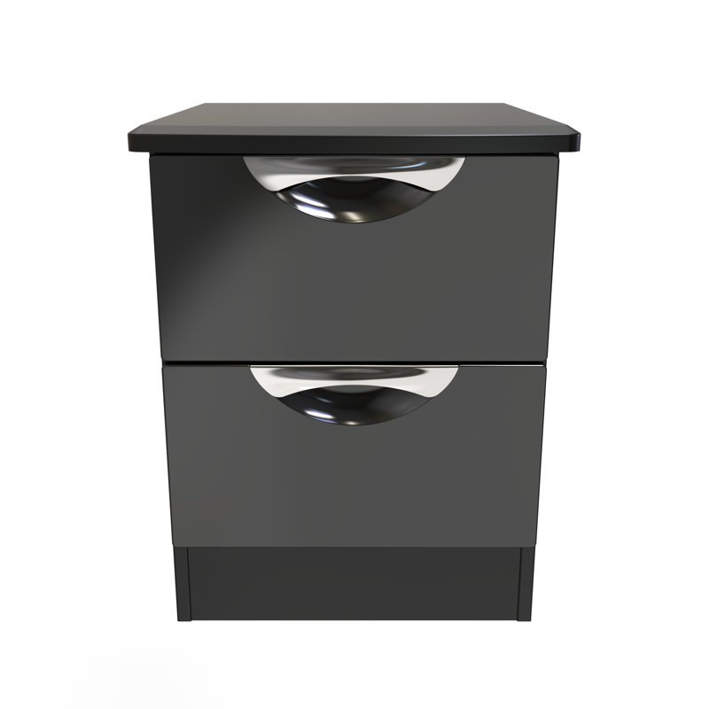 Fully Assembled Lebay 2 DrawerÂ Bedside Table, Black, Black