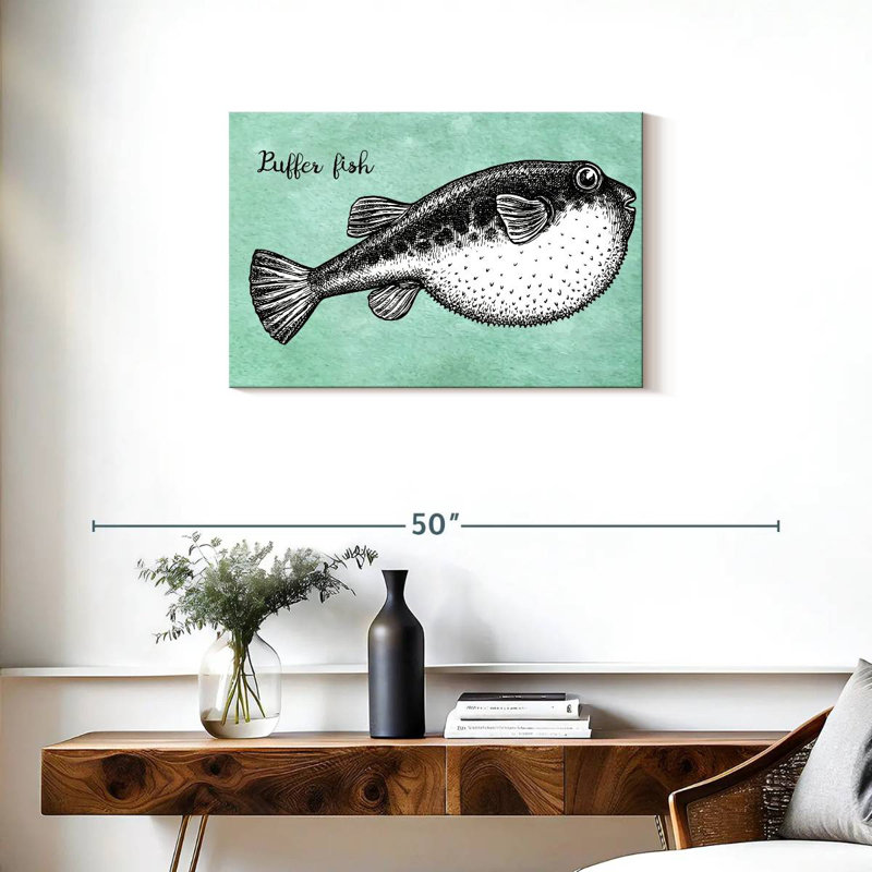 Brampt Puffer Fish Sketch, 20" H x 30" W