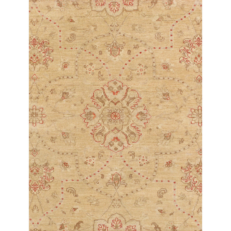 Ivory Floral Hand-Knotted Wool Rectangular Area Rug