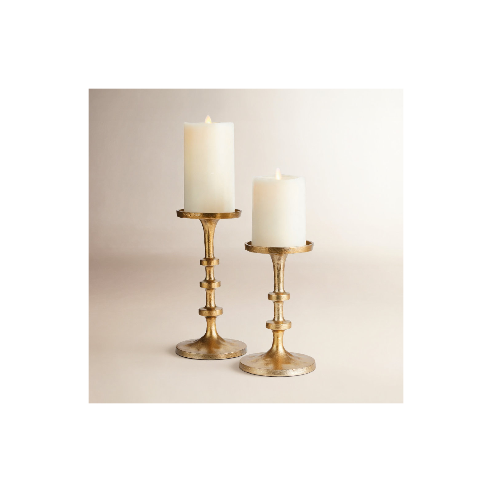 2 Piece Aluminum Tabletop Candlestick Set, Gold