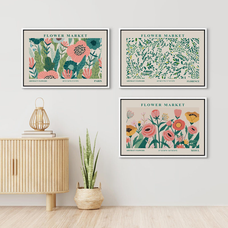 Classical Artwork Vibrant Wildflower, Cadre blanc, H 16 po x l 24 po