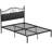 Vintage Metal Platform Bed With Premium Leather Headboard-1714446955