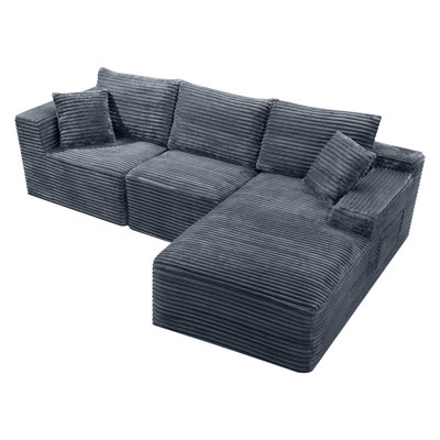 103.9" Cloud Modular Sectional Sofa, L-Shaped Chaise Couch with Deep Seat, Modern Upholstered Sofa for Living Room & Bedroom