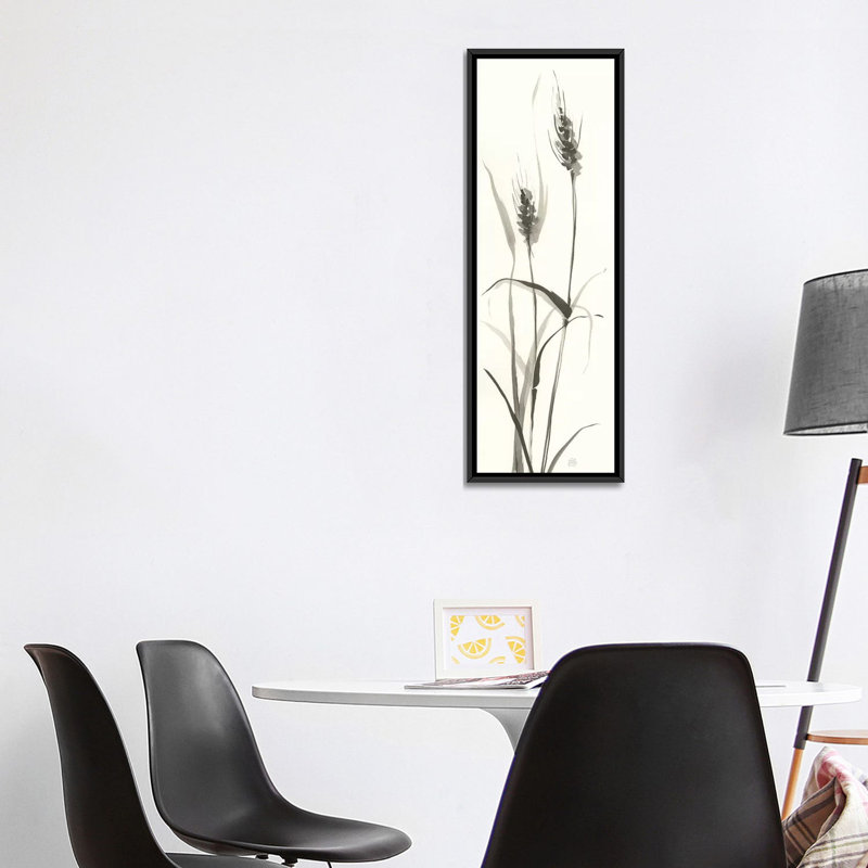 «Wild Grass I», art textuel sur toile, H 60 po x l 20 po x P 1,5 po, Toile avec cadre noir