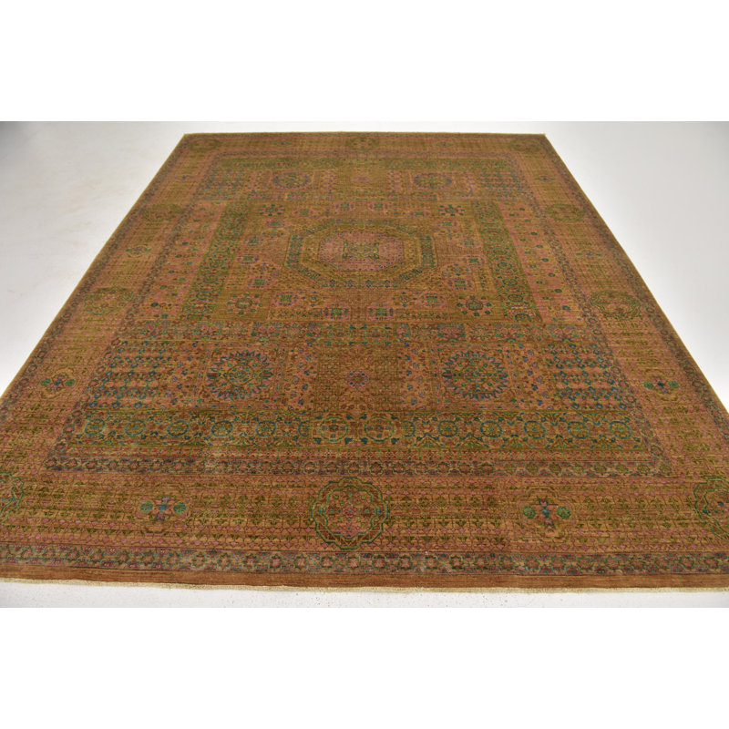 Tapis de zone en laine 9 pi x 9 pi 9 po noué la à la main one-of-kind Lulie