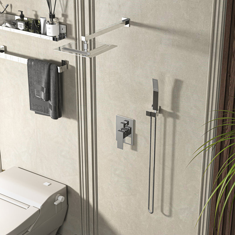 10 Inch High Pressure Rain Shower Head Combo with Extension Arm,Adjustable Handheld Dual Shower Head 2.5 GPM, Chrome