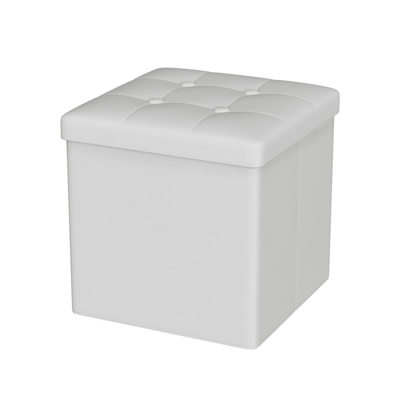 Colangelo 30cm Wide Tufted Square No Pattern Footstool Ottoman, White