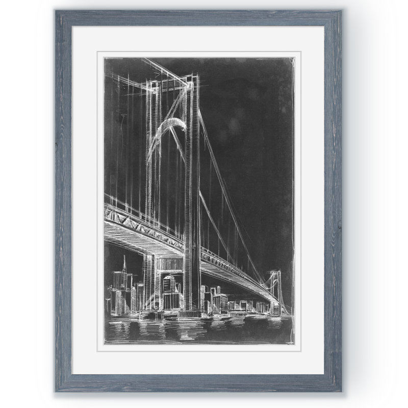 « suspension bridge blueprint i » par paul cezanne-image-cadre de dessin, H 16 po x l 22 po x P 1 po