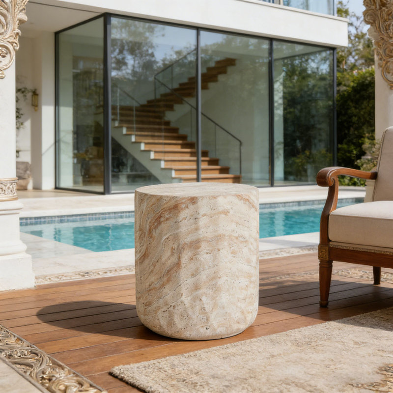 Table d'appoint d'extérieur / d'intérieur en béton léger