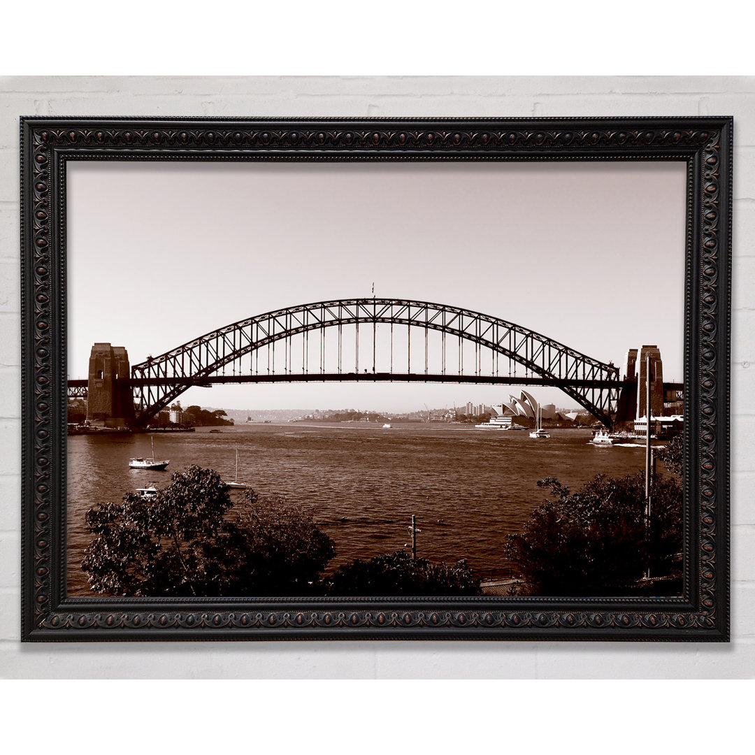 Sydney Harbour Bridge Retro Sepia - Einzelner Bilderrahmen Kunstdrucke