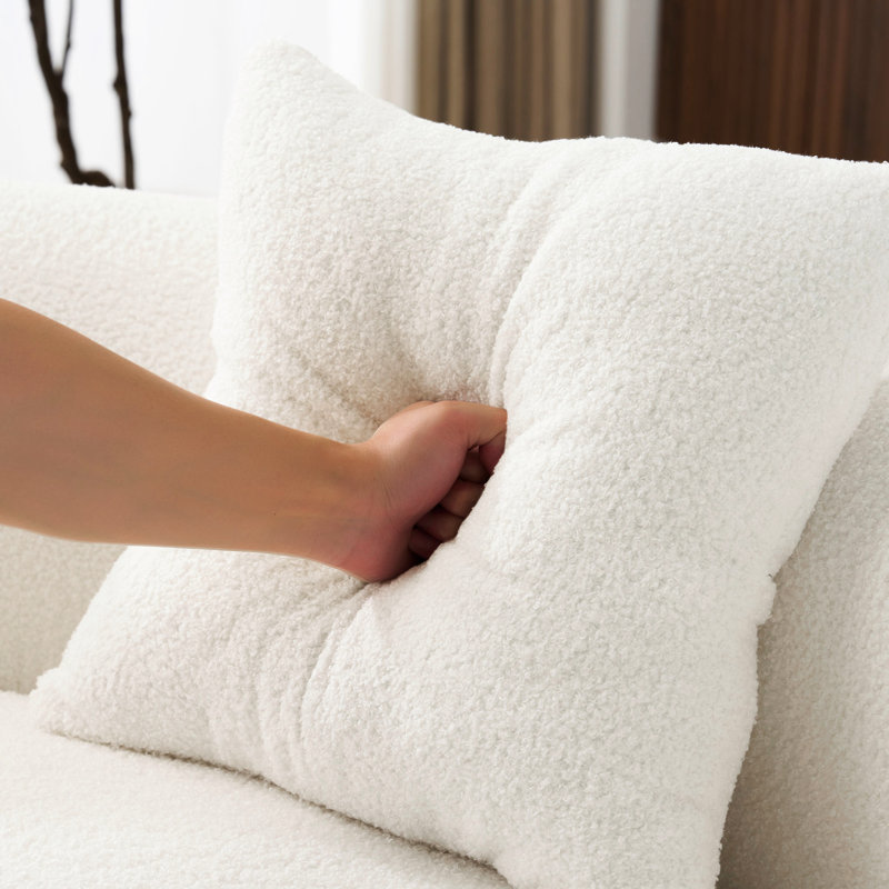 Canapé incurvé de 165,3 cm (65,2 pouces), tissu blanc, mousse à compression intégrale, sans installation, capacité de 159 kg (350 lb), moderne et confortable pour la vie quotidienne, velours, convivialité