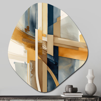 Modern Blue And Gold Abstract I - Abstract Transitional Nebula Shape Asymmetric Metal Wall Art